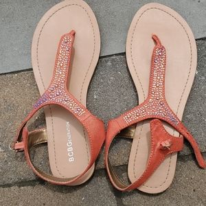 Coral Bedazzled Flats